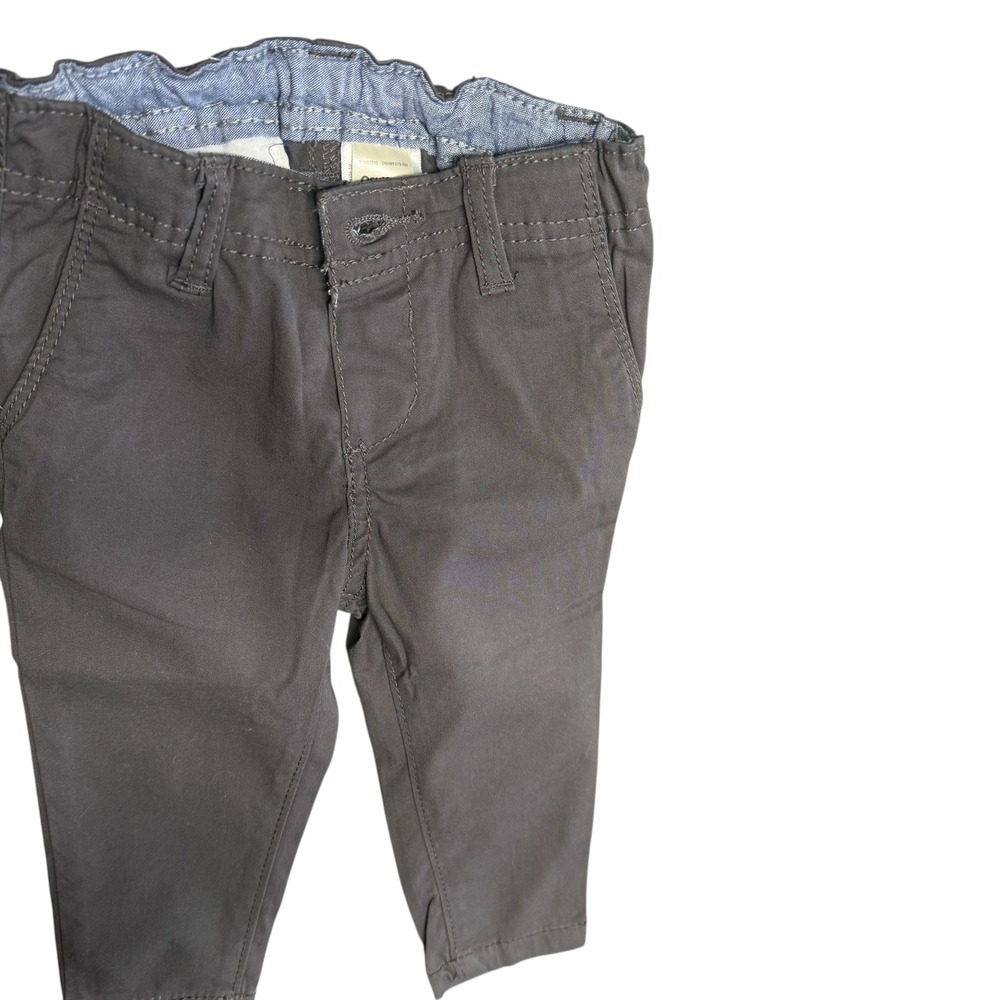 OshKosh B'gosh Baby Boys Gray Twill Pants Elastic Waist Button Closure Size 12M - Picture 8 of 12